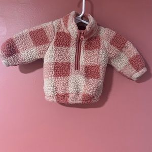 Pink Checkered Fleece Half Zip